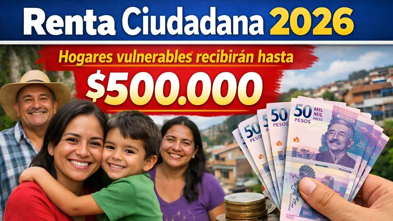 Renta Ciudadana 2026: hogares vulnerables recibirán hasta $500.000, cómo inscribirse y cuándo llega el giro